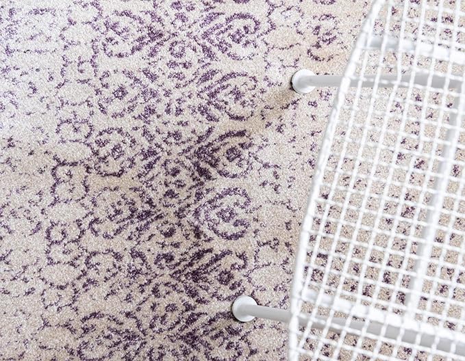 Unique Loom Del Mar Collection Area Rug - Jennifer (10' 6" x 16' 5" Rectangle, Purple/ Ivory)