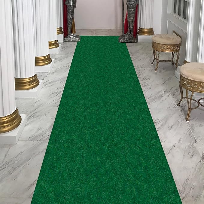Ottomanson 2' x 28' Hallway Runner with Scraper Pile Extra Durable Non-Slip Rug Mat for Indoor & Outdoor Use - Ideal for Kitchen, Entryway, Patio & Garage - High-Traffic Carpet, Green