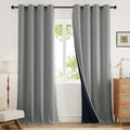 100% Blackout Curtains 84 Inch Length 2 Panels Set for Living Room/Bedroom, Grommet Linen-Look Textured Light Blocking Room Darkening Energy Saving Thermal Insulated Drapes (W52xL84, Grey)
