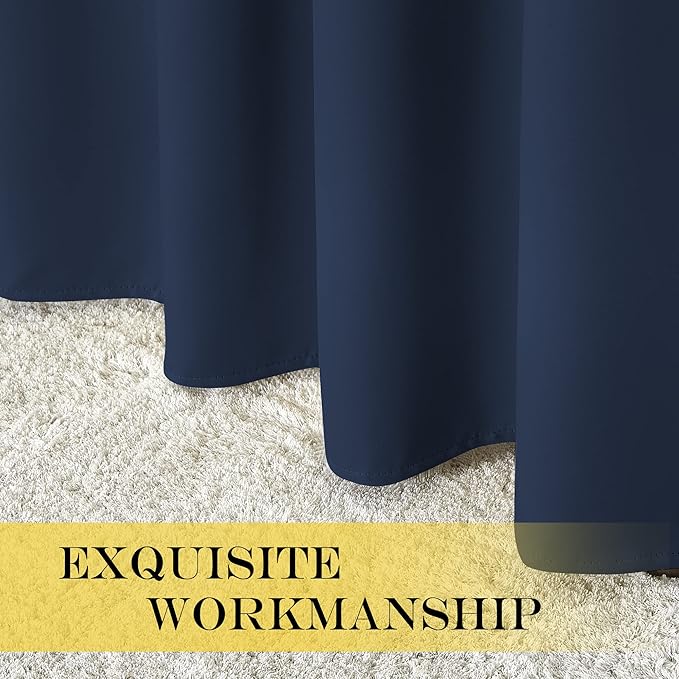 NICETOWN Blackout Navy Blue Curtain 102 inches Long, Grommet Thermal Insulated Cold/Light/Sound Blocking Solid Window Drape for Bedroom/Living Room (W66 x L102, 1 Panel)