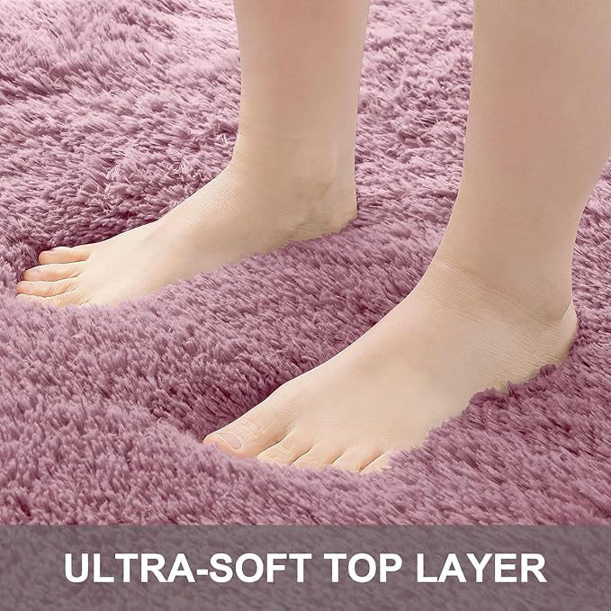 OLANLY 3x5 Machine Washable Small Bedside Rug, Soft Fluffy Shaggy Rugs for Living Room, Bedroom, Indoor Floor Carpet for Kids Girls and Boys, Preppy Dorms, Nursery, Home Decor Aesthetic, Blush