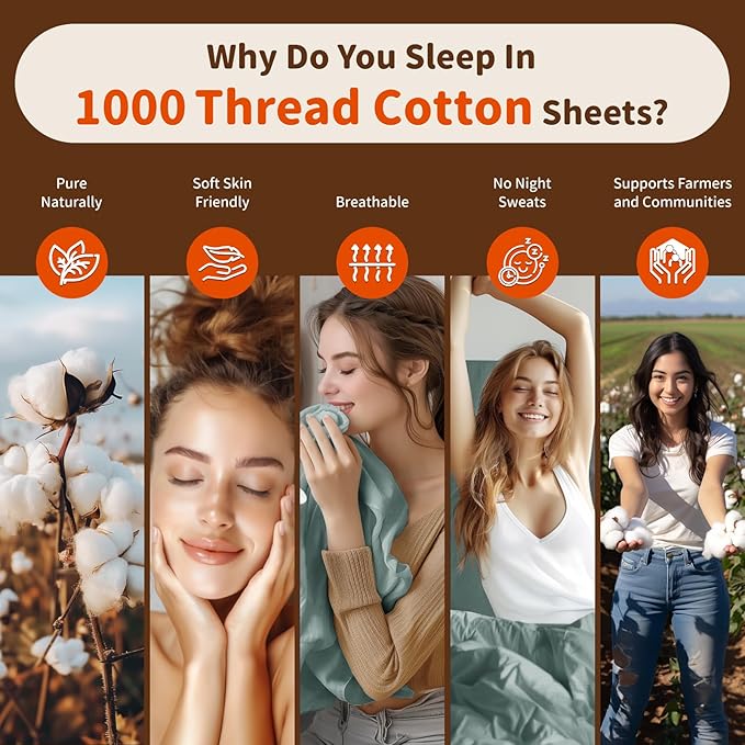 LBRO2M 1000 Thread Count 100% Egyptian Cotton Sheets Set Twin, 3 Piece Sets Bed Sheet Deep Pocket Sheet Set 16" Soft Comfortable All Season (Twin, Sage Green)