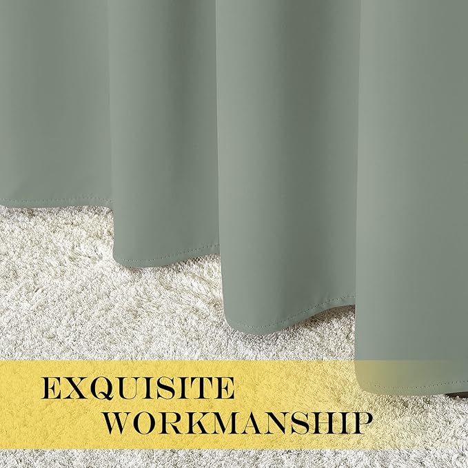 NICETOWN Blackout Sage Green Curtain 84 inch Length for Bedroom - Thermal Insulated Grommet Room Darkening Window Drape Sound Dampening for Living Room, W52 x L84, 1 Panel
