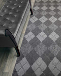Custom Length Hallway Runner Rug,Slip Resistant,Squares Anthracite, 26 Inch X 10 feet, Sold and Priced Per Foot