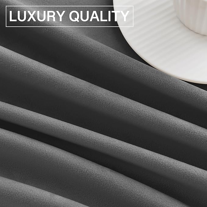 StangH Velvet Curtains 108 inches Long - Heavy-Duty Blackout Velvet Drapes Heat & Chill Resistant Window Panels for Villa/Patio Door, Grey, 52 by 108-inches, 2 Pcs
