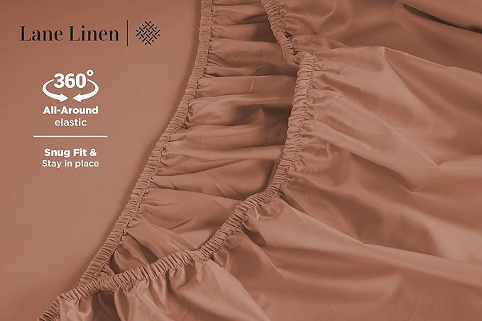 LANE LINEN Bed Sheets Queen Size – Premium 600 Thread Count Long-Staple 100% Cotton Sheets Queen Size Set, Hotel Luxury Soft & Cool Sateen Finish, Fully Elasticized 15" Deep Pocket – Rose Dawn