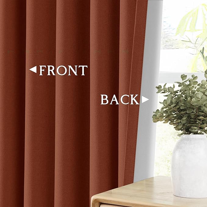 ChrisDowa 100% Blackout Terracotta Solid Curtains 96 Inches Long 2 Panels for Bedroom Living Room,Farmhouse Room Darkening Thermal Insulated Soundproof Grommet Top Window Treatment Drapes,52x96