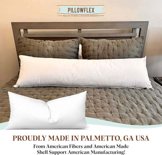 Pillowflex Synthetic Down Pillow Insert - 14x40 Down Alternative Pillow, Ultra Soft, Large Rectangle Body Sleeping Pillow, Lumbar, Long, Back - 1 Decorative Pillow Form
