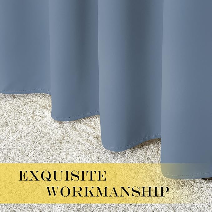 NICETOWN Blackout Curtains for Sliding Glass Door Room Divider Noise Reduce Curtain Panel Portable Window Screen Sliding Partition, W100 x L102 inches, 1 Panel, Stone Blue