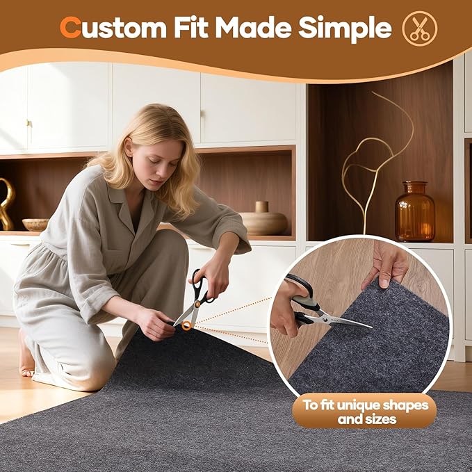 Veken Non Slip Cushioned Rug Pad Gripper 2 x 4 Ft, Felt and Silicone Backing, 1/4 inch Thick Carpet Liner for Hardwood Floors and Finishes, Under Area Rugs Anti Skid Mat, Keep Rugs Safe and in Place
