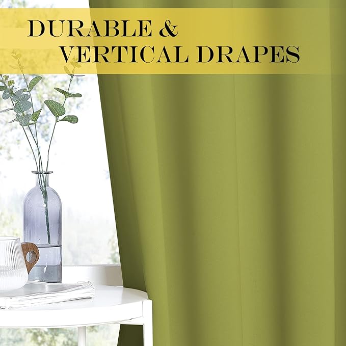 NICETOWN Blackout Curtains 84 Inch Length, Thermal Insulated Curtains for Bedroom Grommet Energy Saving Room Darkening Drapes for Living Room Window, 1 Panel, Fresh Green, 66" W x 102" L