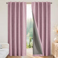 Joydeco Blackout Curtains for Bedroom - 63 Inch Long 100% Light Blocking 2 Panels Set Pink Drapes, Thermal Insulated Room Darkening Curtains, Linen Textured for Living Room, Rod Pocket & Back Tabs