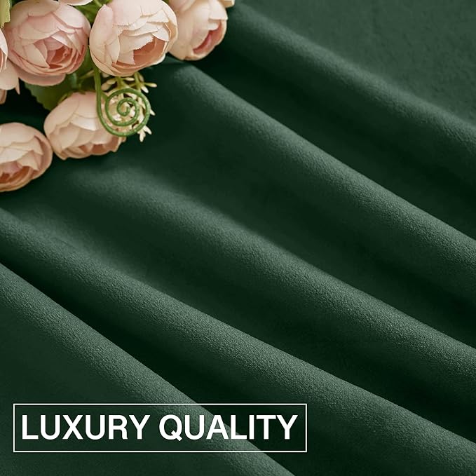 StangH Green Velvet Blackout Curtains Luxury Thick Noise Reducing Privacy Room Dividers Thermal Insulated for Dining Living Room Bedroom, Dark Green, W62 x L96, 2 Panels