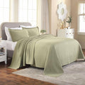 Superior 2 Piece Basketweave Cotton Bedspread Set, Home Bed Decor, Decorative Bed Spread, 1 Pillow Sham, Medium Weight Blanket, Matelasse Coverlet Bedding, Geometric Lattice Pattern, Twin, Sage