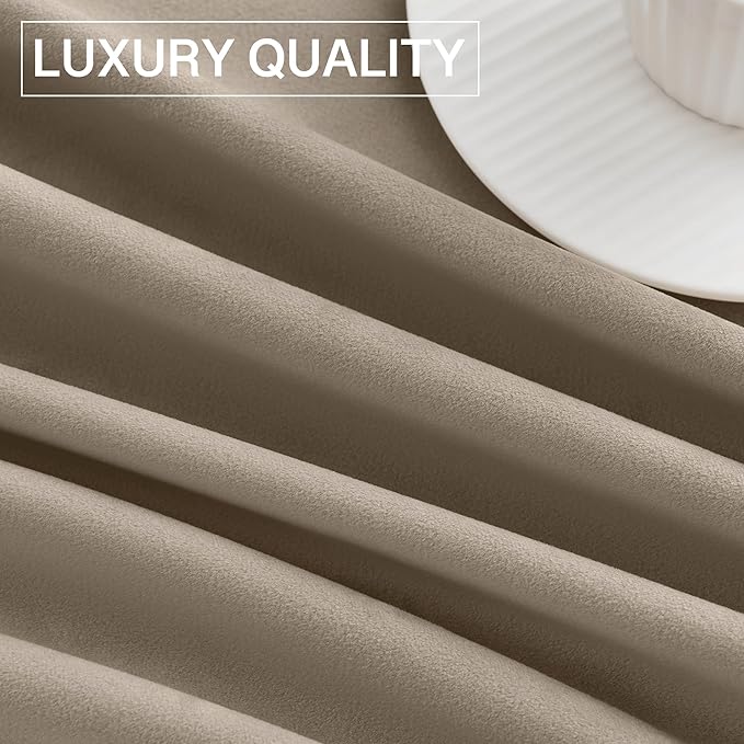 StangH Super Soft Velvet Curtains for Living Room Camel Beige 62 inches Width Room Darkening Noise Reducing Drapes for Kids Bedroom/Office/Winter Decor, W62 x L96, 2 Panels