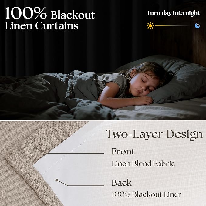 70 Inch Wide Blackout Curtains 84 Inches Long Memory Trained Pinch Pleated Room Darkening Thermal Linen Textured Two Layer Extra Wide Drapes for Living Room Sliding Door Burlywood Birch 1 Panel