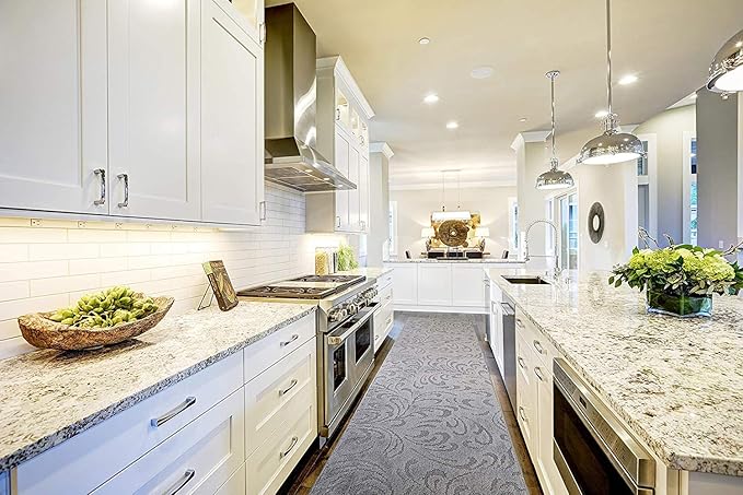 Custom Length Hallway Runner Rug,Slip Resistant,Floral Grey, 26 Inch X 29 feet, Sold and Priced Per Foot
