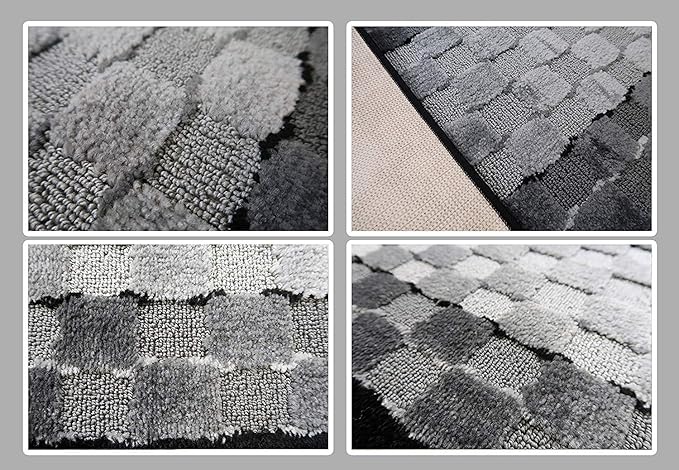 Custom Length Hallway Runner Rug,Slip Resistant,Checkered Black, 26 Inch X 31 feet, Sold and Priced Per Foot