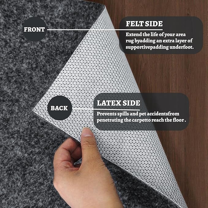 100% Waterproof Rug pad, 2x6 ft Area Rug Non-Slip Rug Pads, Carpet Pads for All Floors and finishes, Felt pad for Hardwood Floors, Keep Carpets in Place Soft and Secure