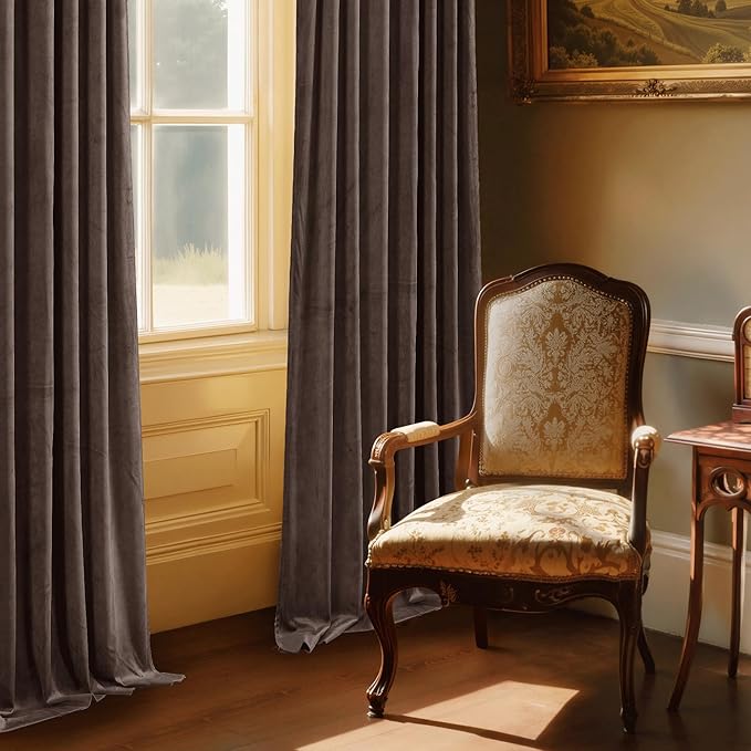 StangH Reddish Brown Velvet Curtains for Living Room 2 Panels, Thermal Insulated Light Blocking Window Drapes, Luxury Heavy Thick Panels for Display Window/Party Backdrops, W52 x L96, 2 Panels