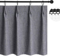 Wdfour24x36 Inch Pinch Pleated Blackout Cafe Curtains - Pack of 2, 100% Light Blocking Back Tab Drapes for Half Windows, Kitchen & Bathroom Short Curtains in Dark Gray