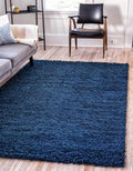 Unique Loom Solid Shag Collection Area Rug (8' x 11' Rectangle, Sapphire Blue/ Navy Blue)