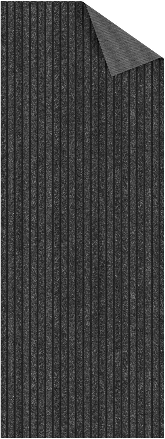 Ottomanson 2' x 16' Hallway Runner with Scraper Pile Extra Durable Non-Slip Rug Mat for Indoor & Outdoor Use - Ideal for Kitchen, Entryway, Patio & Garage - High-Traffic Carpet, Black
