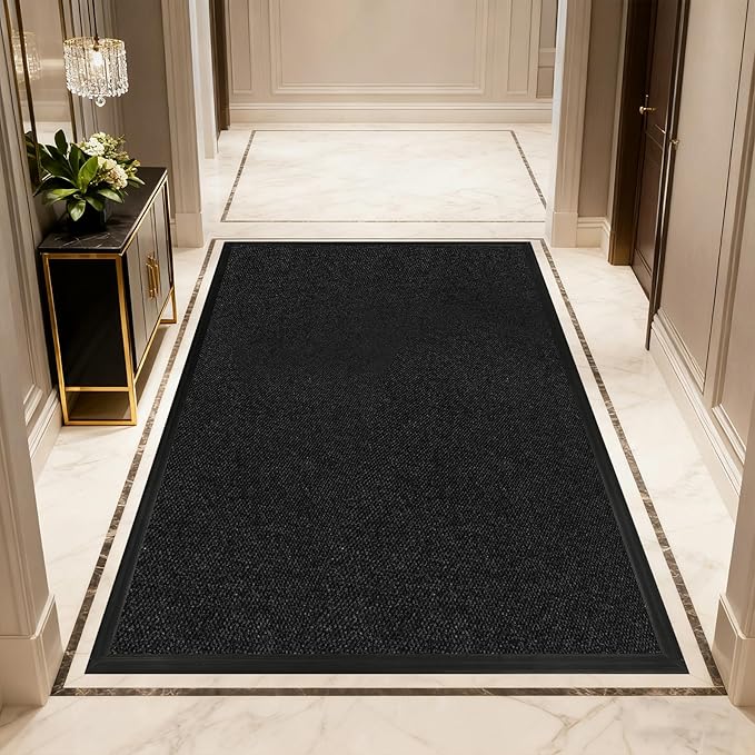 4ft x 24ft Front Door Mat Indoor Outdoor Entrance, Commercial Heavy Duty Entryway Matt, Non-Slip Rubber Backing Low Profile Doormat, Waterproof Dirt Trapper Welcome Mat for High Traffic Area