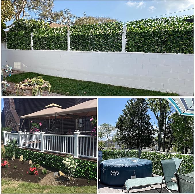 GLANT Expandable Fence Privacy Screen for Balcony Patio Outdoor,Decorative Faux Ivy Fencing Panel,Artificial Hedges (Single Sided Leaves) (2, Green-Verdant)