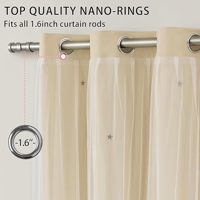 XiDi Curtains for Bedroom Decor Beige52/72/1
