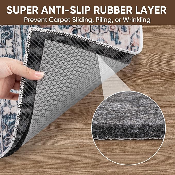 BALEINE 8x10 Ft Non Slip Rug Pad Gripper, 1/4" Thick Felt and Rubber Gripper Backing, Shock Absorbing Carpet Pad, Safe for All Floors (8x10 Ft)