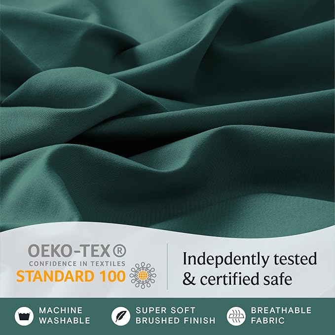LuxClub 3 PC Twin XL Sheet Set, Deep Pockets Wrinkle Free Cooling Bed Sheets Hotel Bedding for Women, Men, Kids & Teens, Includes 1 Fitted Sheet, 1 Flat Sheet and 1 Pillowcase-Silky Soft Emerald