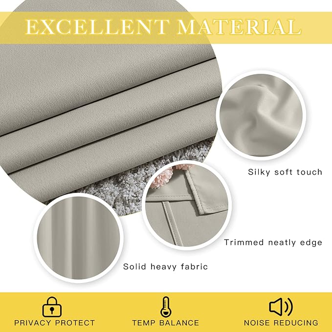 NICETOWN Blackout Curtains for Sliding Glass Door Room Divider Noise Reduce Curtain Panel Portable Window Screen Sliding Partition, W100 x L102 inches, 1 Panel, Natural