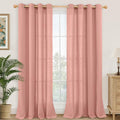 YoungsTex Dusty Rose Pink Linen Curtains for Living Room 84 Inch Length 2 Panels, Blush Peach Semi Sheer Drapes with Grommet Light Filtering Window Treatments for Bedroom, 52 X 84 Inch
