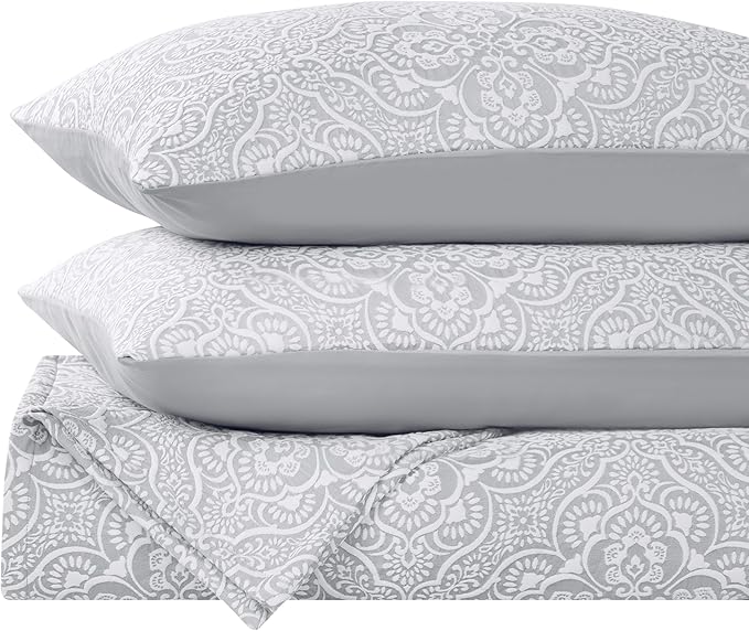 Superior 3 Piece Bedspread Set, Home Bed Decor, Decorative Bed Spread, 2 Pillow Shams, Medium Weight Blanket, Floral Matelasse Coverlet, Bedding Essentials, Enzy Collection, California King, Silver