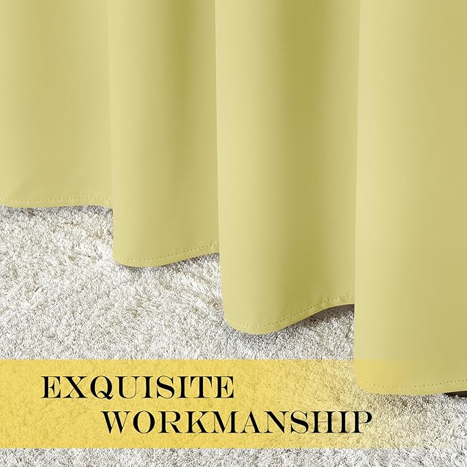 NICETOWN Blackout Curtains for Sliding Glass Door Room Divider Noise Reduce Curtain Panel Portable Window Screen Sliding Partition, W100 x L102 inches, 1 Panel, Paler Yellow
