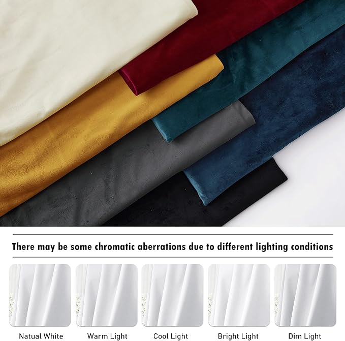 RYB Home Velvet Curtains 90 inches - Back Tab Pure White Plush Soft Window Curtain Panels Light Reducing Minimalist Modern Home Decor for Bedroom Kids Room Office, W52 x L90, 2 Panels Set