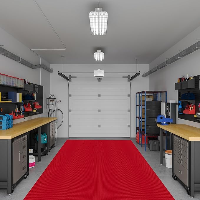 Ottomanson 3'11" x 19' Hallway Runner with Scraper Pile - Extra Durable Non-Slip Rug Mat for Indoor & Outdoor Use - Ideal for Kitchen, Entryway & Garage - High-Traffic Carpet, Red
