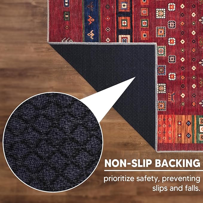 Keen Home Design 6x9 Rug - Machine Washable Area Rug with Non-Slip Backing, Ideal for Living Room, Dining Room, Bedroom - Vintage, Easy Clean, Durable, Low Pile Rug - (6' x 9')