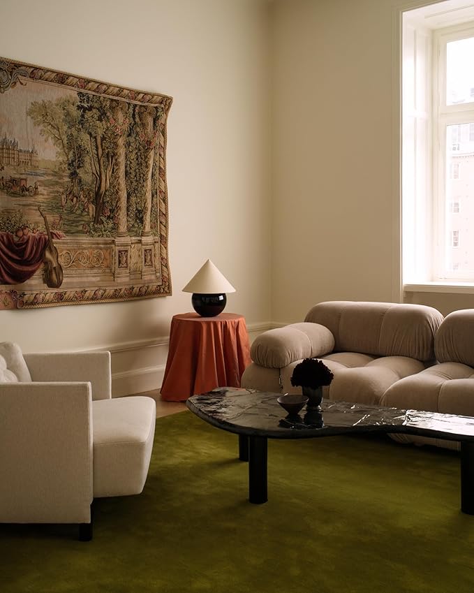 Hand-Tufted Wool Round Area Rug – Soft Premium Wool Carpet for Living Room, Bedroom & Home Décor – 8X8 ft| Milano Green – Durable, Non-Slip Backing, Handcrafted Rug
