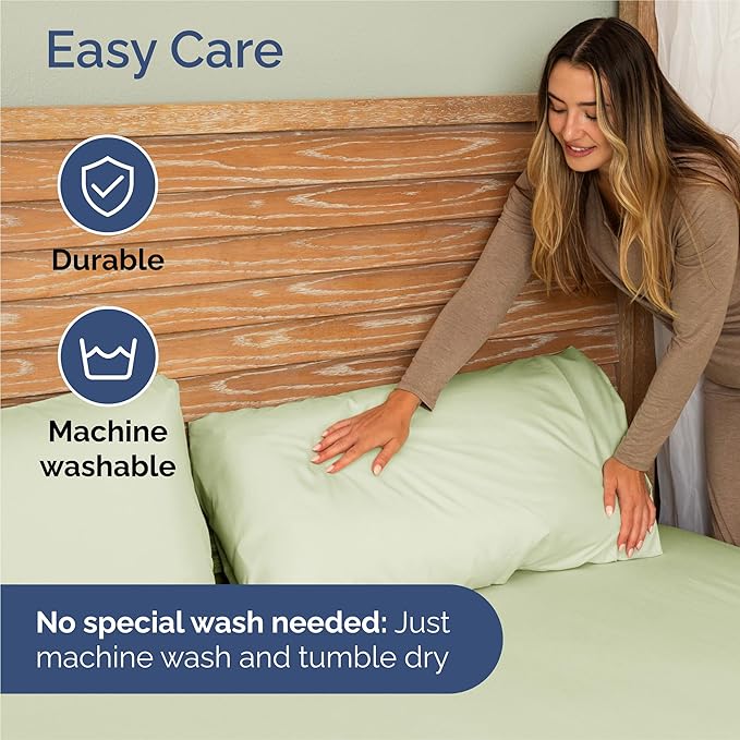 Twin 4 Piece Sheet Set - Cooling, Comfy & Breathable - Hotel Luxury Bedding, Includes Fitted Sheet for Women, Men, Kids & Teens - 1 Flat, 1 Fitted Sheet, 2 Pillowcases with Deep Pockets - Light Sage