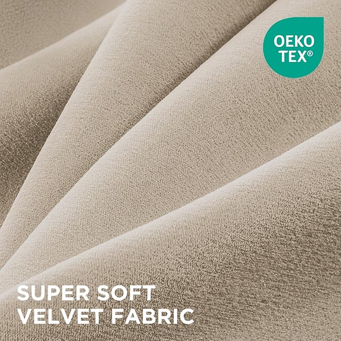 Joydeco Latte Coffee Velvet Curtains 108 Inches 2 Panels,Luxury Thermal Insulated Soft Curtains for Bedroom & Living Room, Room Darkening Velvet Drapes, Rod Pocket (52W x 108L)