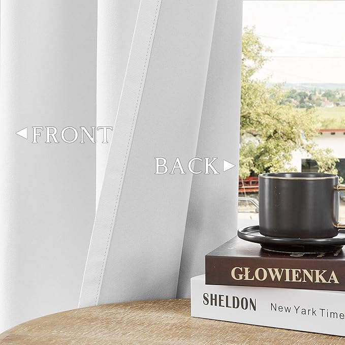 ChrisDowa 100% Blackout Pure White Solid Curtains 90 Inches Long 2 Panels for Bedroom Living Room,Farmhouse Room Darkening Thermal Insulated Soundproof Grommet Top Window Treatment Drapes,52x90