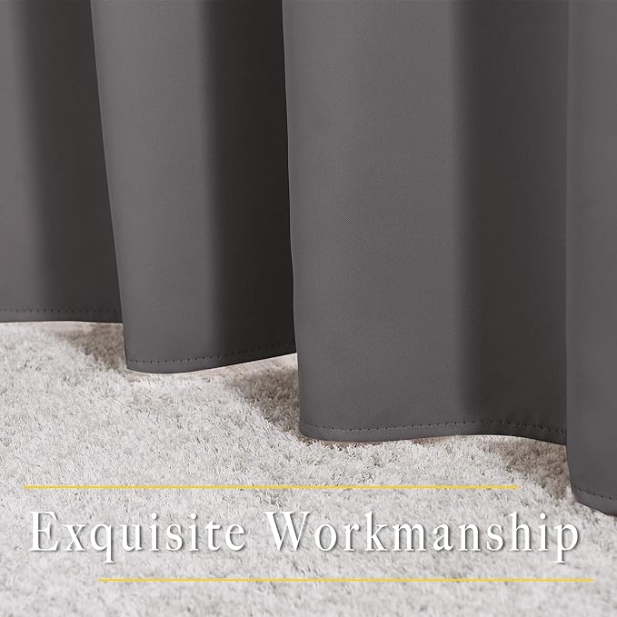 NICETOWN Blackout Grey Curtains 84 inches Long, Grommet Room Darkening Thermal Insulated Sound Dampening Window Treatments for Bedroom/Home Office, 2 Panels, W46 x L84