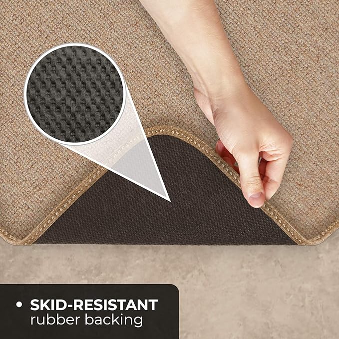 House, Home and More Skid-Resistant Carpet Indoor Area Rug Floor Mat - Pebble Beige - 5 Ft X 8 Ft - Non Slip Rubber Backing, Stain Resistant, Dog Friendly, Living Room Bedroom Kitchen Entryway
