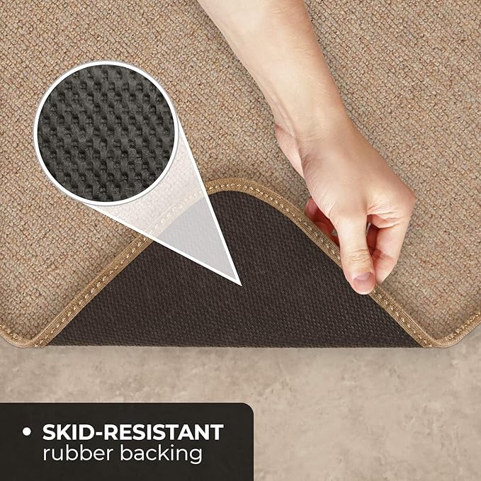 House, Home and More Skid-Resistant Carpet Indoor Area Rug Floor Mat - Pebble Beige - 6 Ft X 6 Ft - Non Slip Rubber Backing, Stain Resistant, Dog Friendly, Living Room Bedroom Kitchen Entryway
