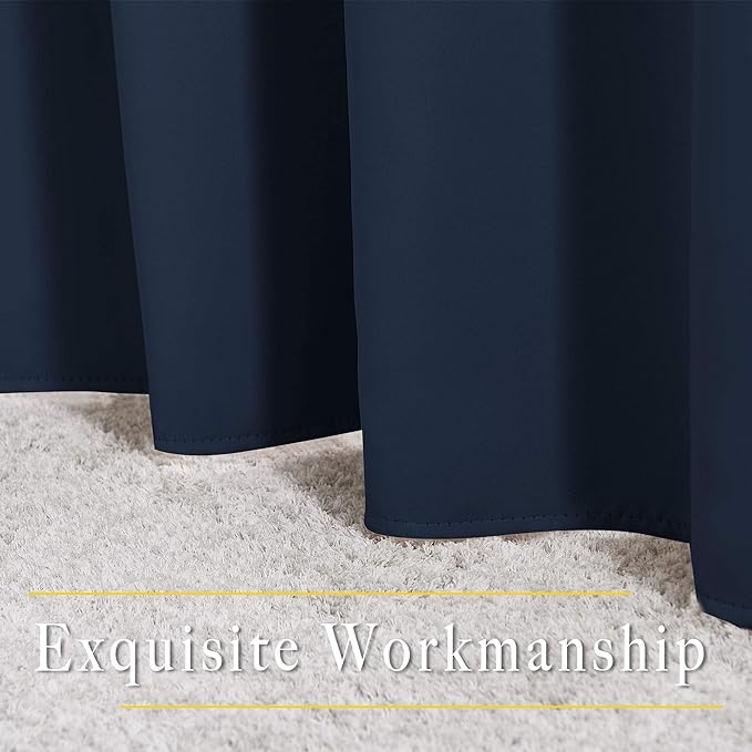 NICETOWN Room Darkening Curtains Blackout 40 inch Curtains for Kitchen, Navy Blue Grommet Solid Window Treatments Sound Reducing for Bedroom, 2 Panels, W37 x L40, 2 Panels