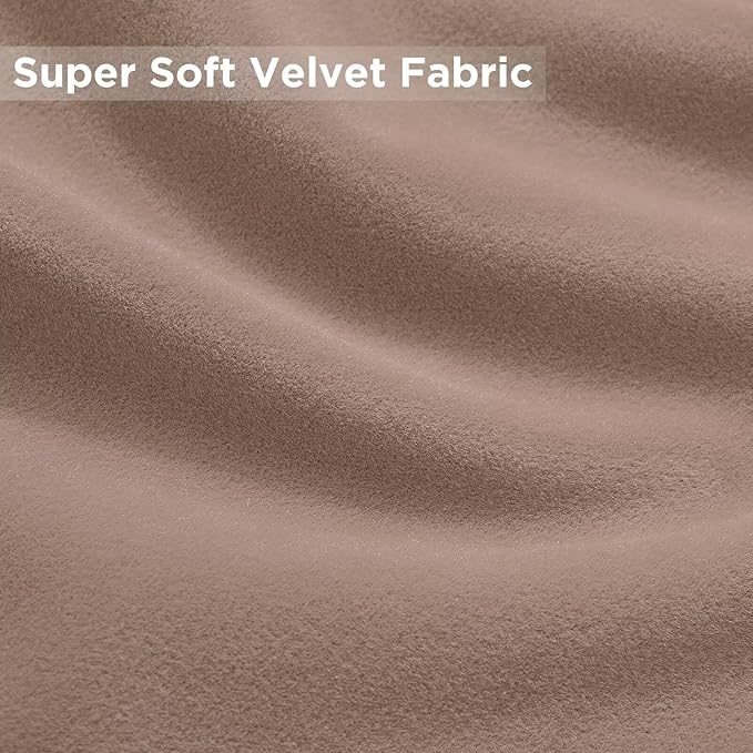 Joydeco Velvet Curtains Rose Beige Blackout Curtains Thermal Insulated 96 inches Long Window Curtains Super Soft Room Darkening Drapes for Bedroom Living Room Elegant Rod Pocket 2 Panels Rose Beige