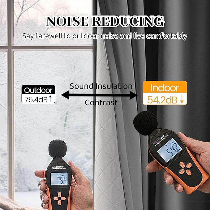 Soundproof 100% Blackout Curtains 80 inches, 3 Layers Thermal Insulated Back Tab Drapes for Door Window Nursery Divider Living Room, with Pin Hooks Grey 50x80 Inch 1 Panel