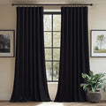 StangH Black Velvet Curtains 96 inches Long for Living Room Blackout Thermal Insulated Drapes Energy Smart Repel Privacy Panels for Home Theater, W62 x L96, 2 Panels